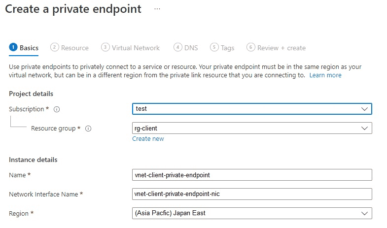 create private endpoint